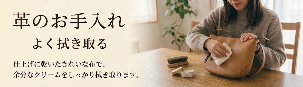 乾いた布で拭き取っているところ